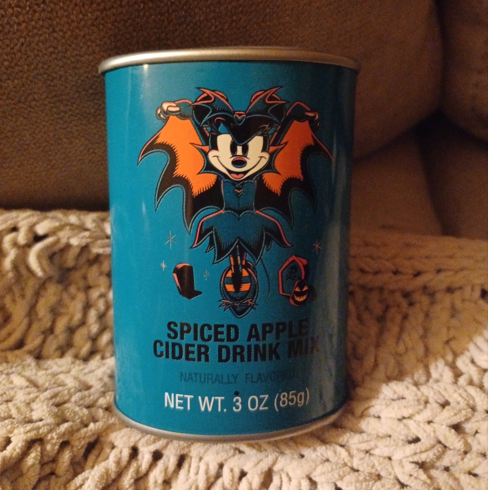 Empty spiced Apple Cider Drink Mix Can with Bat Design halloween decor